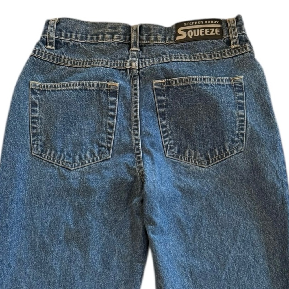 Vintage Button Fly Wide Leg Squeeze Blue Jeans Flare Women's 90's Denim Size 5 6 - Picture 7 of 11